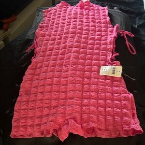 Pink jumpsuit shorts XS